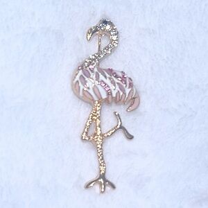 Flamingo Brooch Sparkly with Pink and Gold Accents